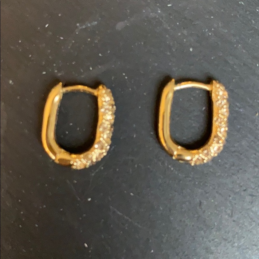 Gold plated Swarovski crystal earrings - Picture 2 of 4